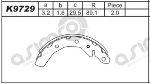 Комлект тормозных накладок ASIMCO K9729