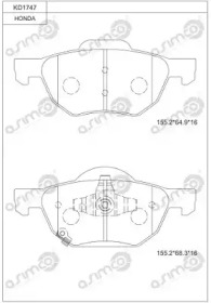 Комплект тормозных колодок ASIMCO KD1747