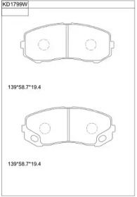 Комплект тормозных колодок ASIMCO KD1799W