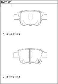 Комплект тормозных колодок ASIMCO KD2749W