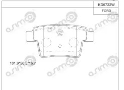 Комплект тормозных колодок ASIMCO KD6722W