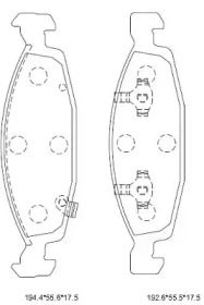 Комплект тормозных колодок ASIMCO KD6725