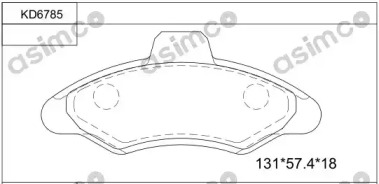 Комплект тормозных колодок ASIMCO KD6785