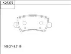 Комплект тормозных колодок, дисковый тормоз ASIMCO KD7379