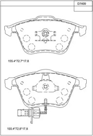 Комплект тормозных колодок, дисковый тормоз ASIMCO KD7409