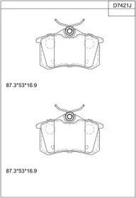 Комплект тормозных колодок, дисковый тормоз ASIMCO KD7421