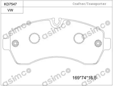 Комплект тормозных колодок ASIMCO KD7547