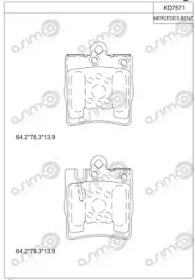 Комплект тормозных колодок, дисковый тормоз ASIMCO KD7571