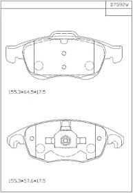 Комплект тормозных колодок, дисковый тормоз ASIMCO KD7592W