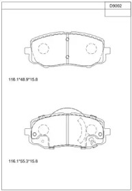 Комплект тормозных колодок ASIMCO KD9002