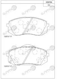 Комплект тормозных колодок ASIMCO KD9764