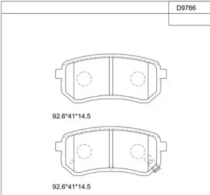 Комплект тормозных колодок, дисковый тормоз ASIMCO KD9766