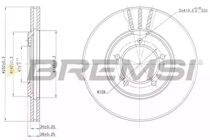 Тормозной диск BREMSI DBA147V