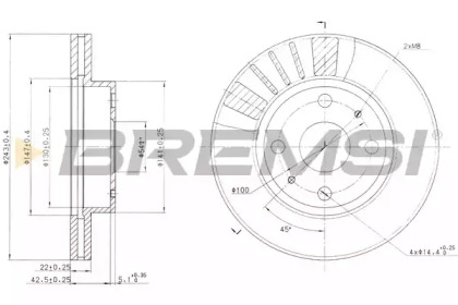 Тормозной диск BREMSI DBA405V