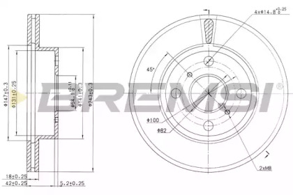 Тормозной диск BREMSI DBA407V