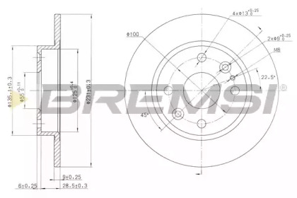 Тормозной диск BREMSI DBA525S