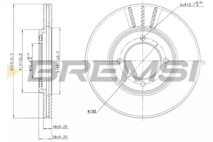 Тормозной диск BREMSI DBA607V