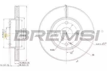 Тормозной диск BREMSI DBA975V