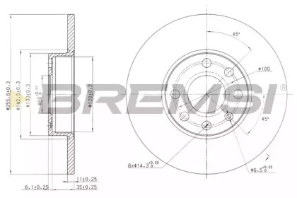 Тормозной диск BREMSI DBB040S