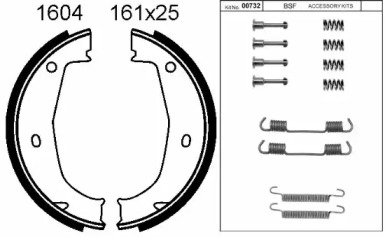 Комплект тормозных колодок, стояночная тормозная система BSF 01604K