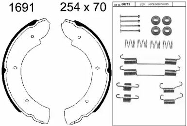 Комлект тормозных накладок BSF 01691K