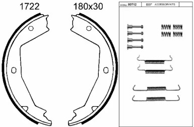 Комлект тормозных накладок BSF 01722K