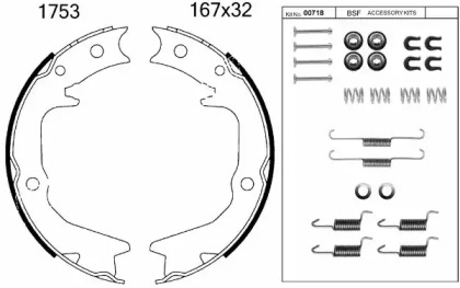 Комлект тормозных накладок BSF 01753K