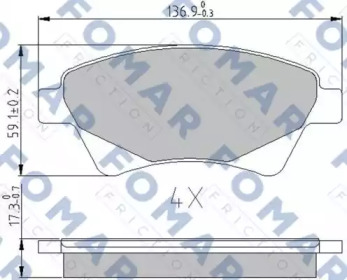 Комплект тормозных колодок FOMAR Friction FO 908281