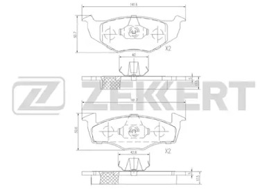 Комплект тормозных колодок, дисковый тормоз ZEKKERT BS-1011