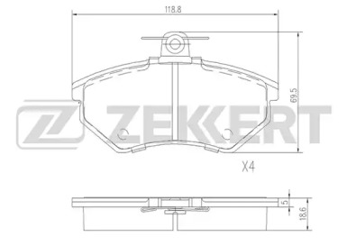 Комплект тормозных колодок ZEKKERT BS-1098