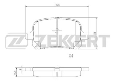 Комплект тормозных колодок ZEKKERT BS-1116