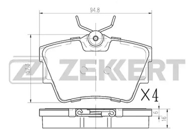 Комплект тормозных колодок, дисковый тормоз ZEKKERT BS-1162