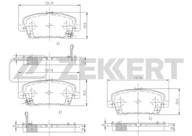 Комплект тормозных колодок, дисковый тормоз ZEKKERT BS-1227