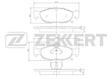 Комплект тормозных колодок, дисковый тормоз ZEKKERT BS-2346