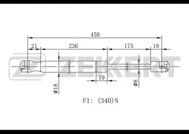 Газовая пружина ZEKKERT GF-1038