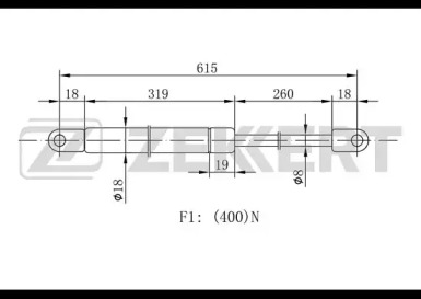 Газовая пружина, капот ZEKKERT GF-1104