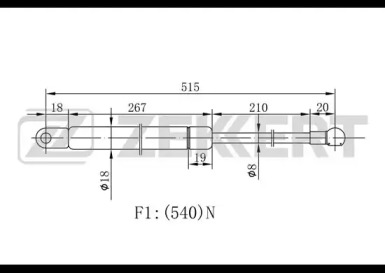 Газовая пружина ZEKKERT GF-1167