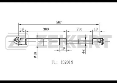 Газовая пружина ZEKKERT GF-1350