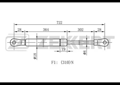 Газовая пружина ZEKKERT GF-1405