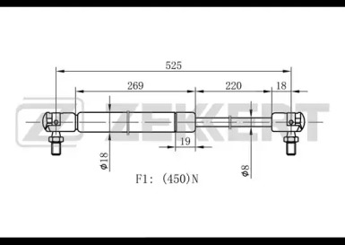 Газовая пружина ZEKKERT GF-1413