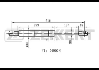 Газовая пружина ZEKKERT GF-1443