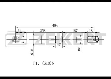 Газовая пружина ZEKKERT GF-1444