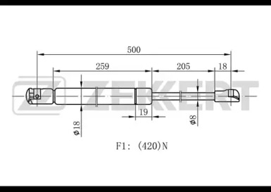 Газовая пружина ZEKKERT GF-1454