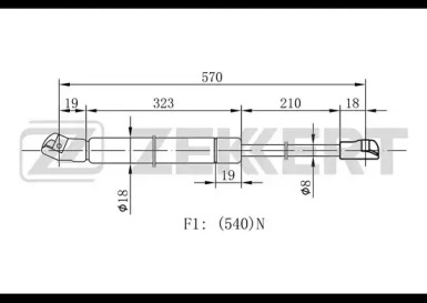 Газовая пружина ZEKKERT GF-1492