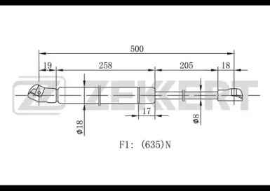 Газовая пружина ZEKKERT GF-1567