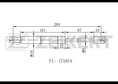 Газовая пружина ZEKKERT GF-1648