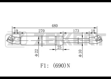 Газовая пружина ZEKKERT GF-1705