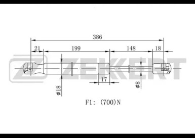 Газовая пружина ZEKKERT GF-1707