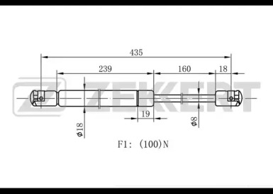 Газовая пружина ZEKKERT GF-1712