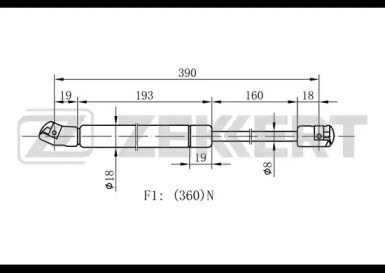 Газовая пружина ZEKKERT GF-1918